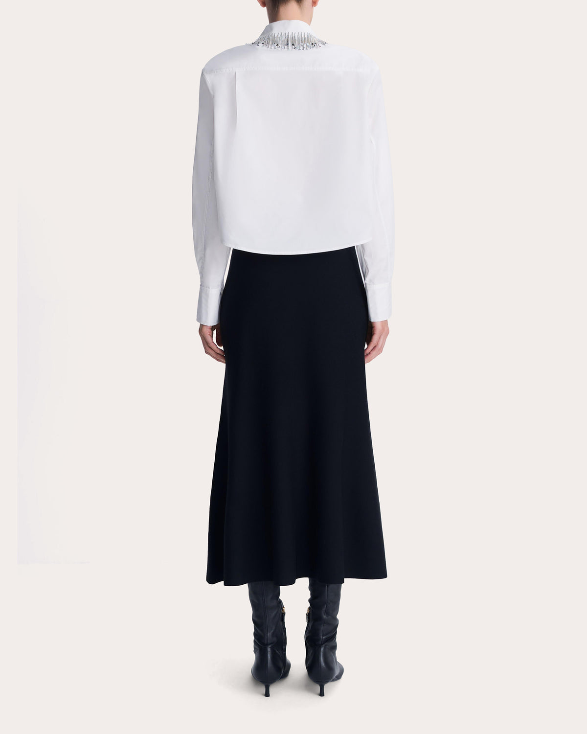Renata Beaded Poplin Cropped Button-Up