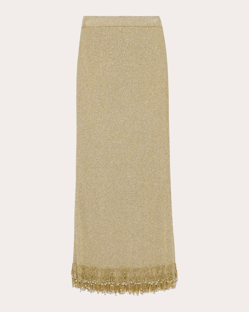 Zeni Metallic Bouclé Fringe Midi Skirt