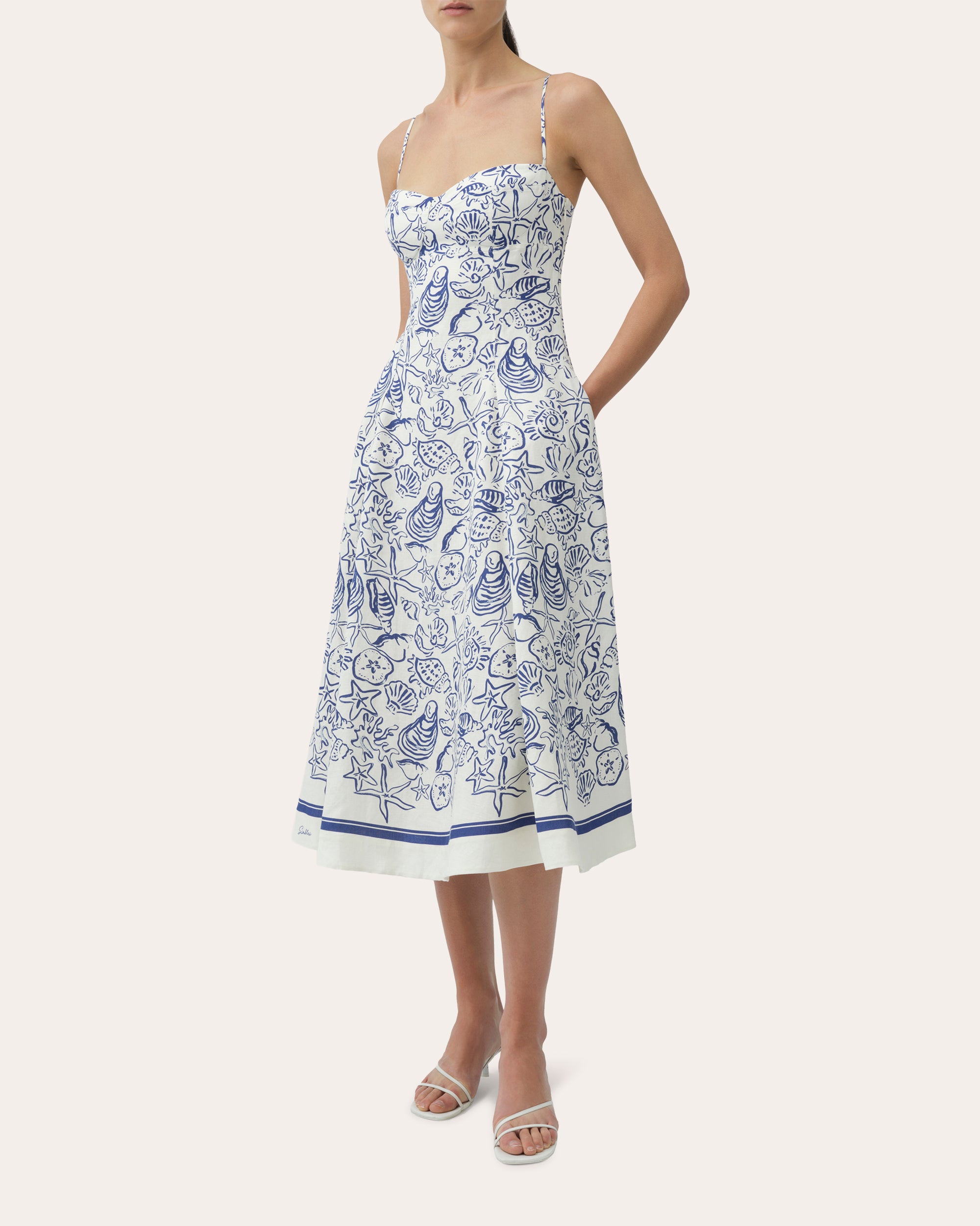 akoya ruched midi dress Simkhai Women's Analise Linen Bustier Midi Dress