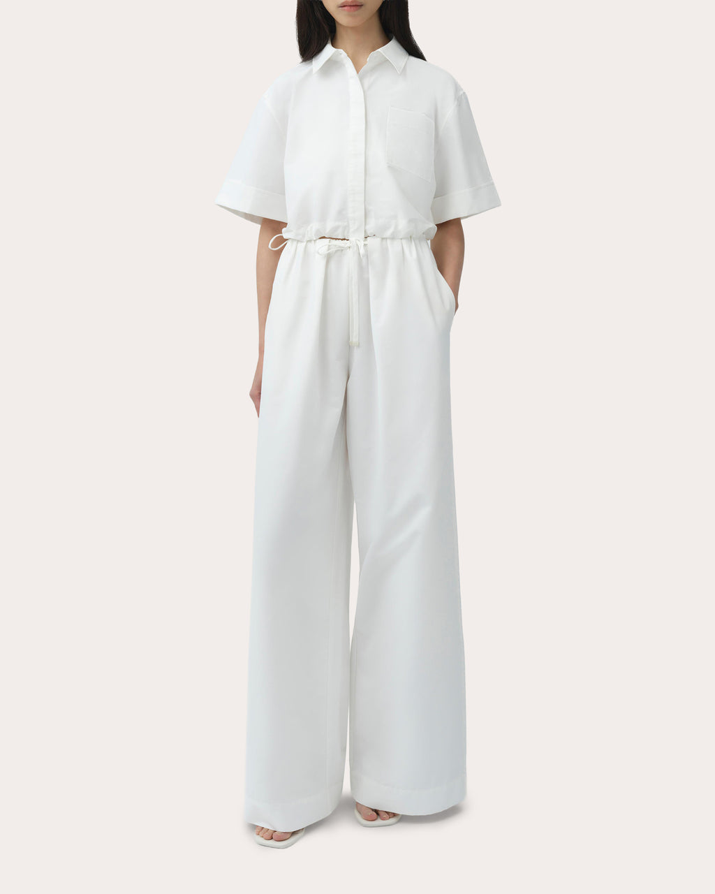 Rhea Cotton Faille Wide-Leg Pants
