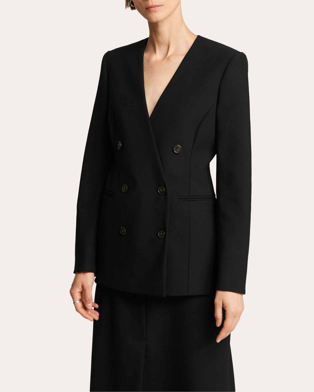 Heavy Wool Twill V-Neck Blazer