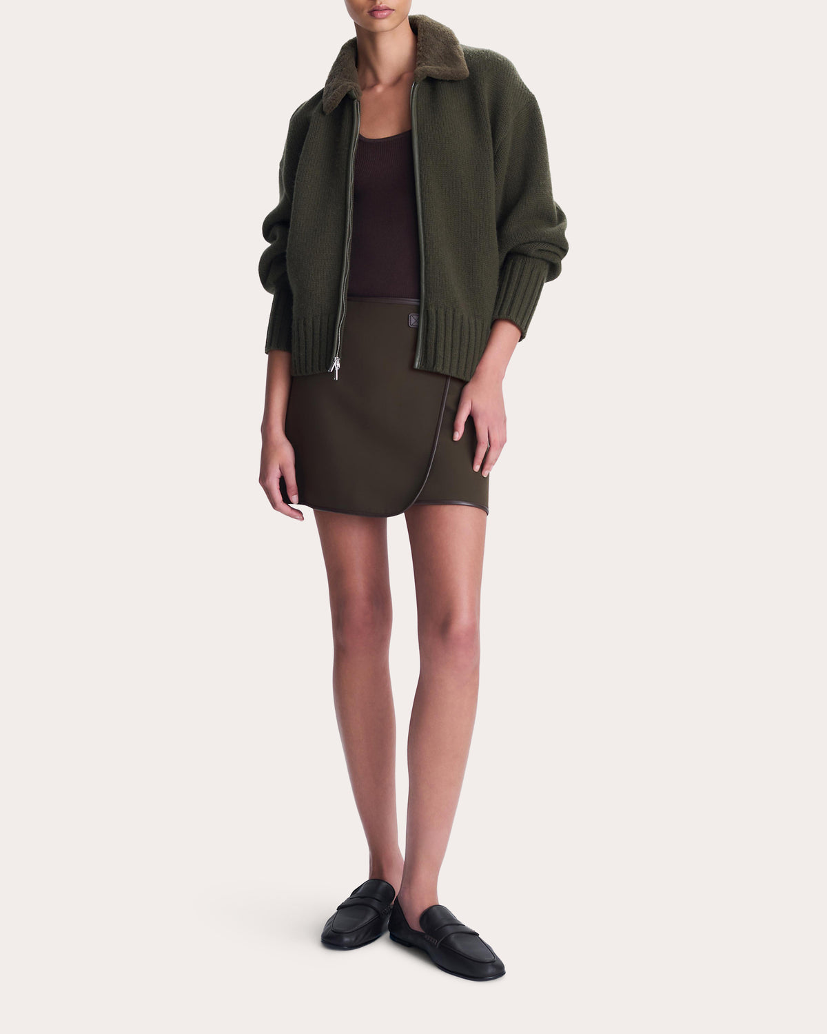 Zorina Wool Cashmere Zip-Front Cardigan