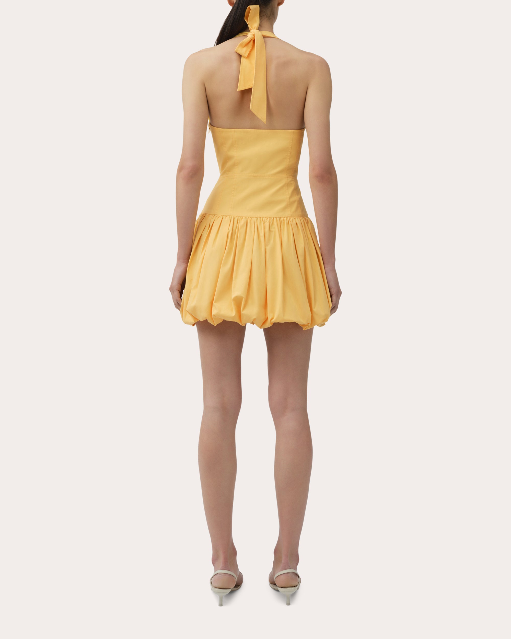 SIMKHAI Women's Brooke Cotton Halter Mini Dress in Mango, Size 6 SIMKHAI Women's Brooke Cotton Halter Mini Dress in Mango, Size 6