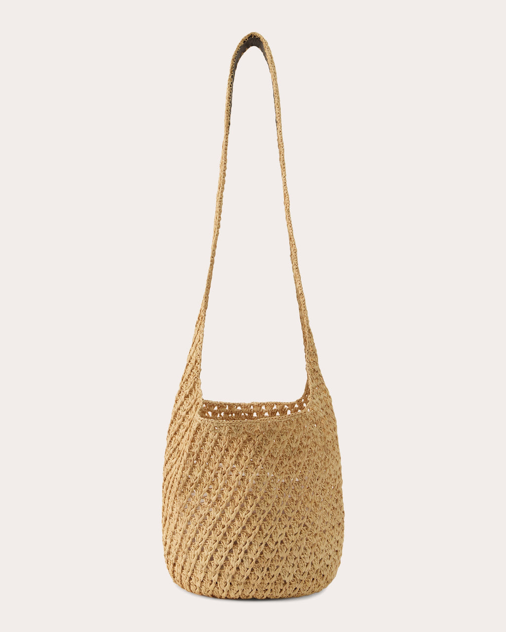 Lani Crocheted Raffia Small Drawstring Sac Bag