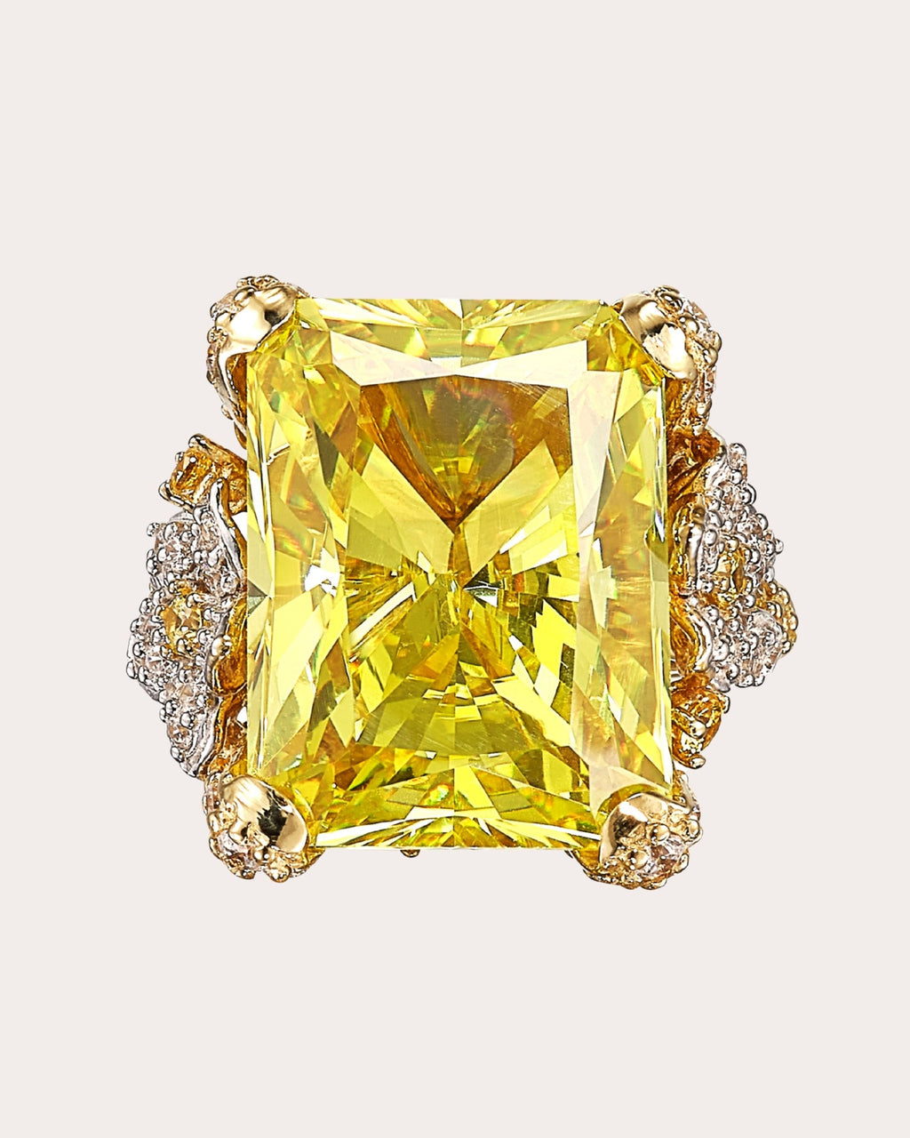 Diamond & Lemon Quartz Cinderella Ring