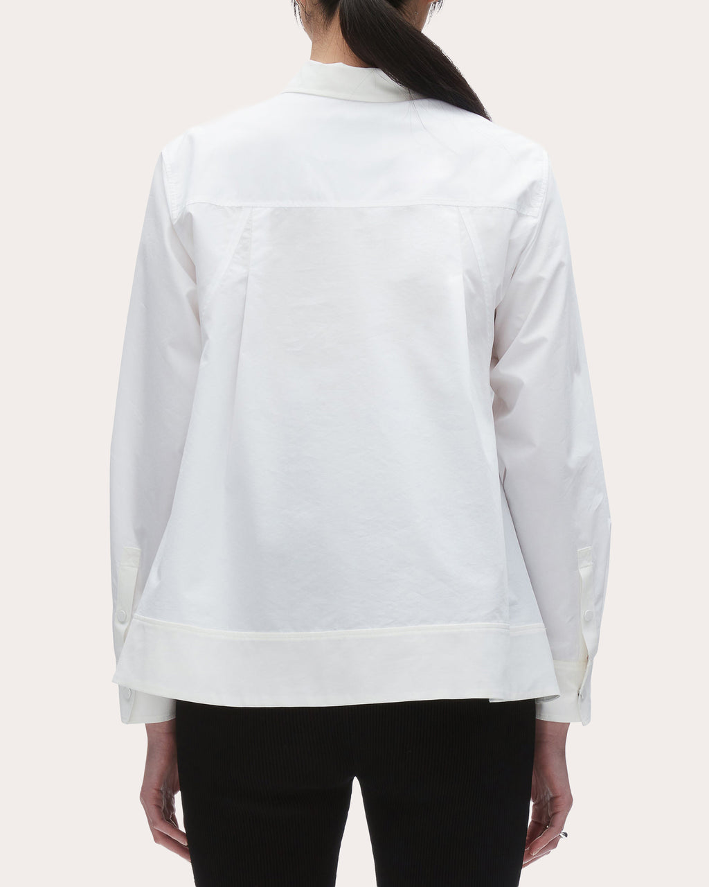 Techno Poplin Flounce-Hem Shirt