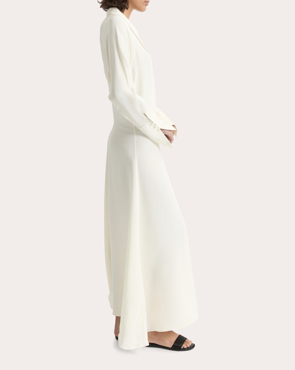 Lea Silk Crepe Collared A-Line Dress