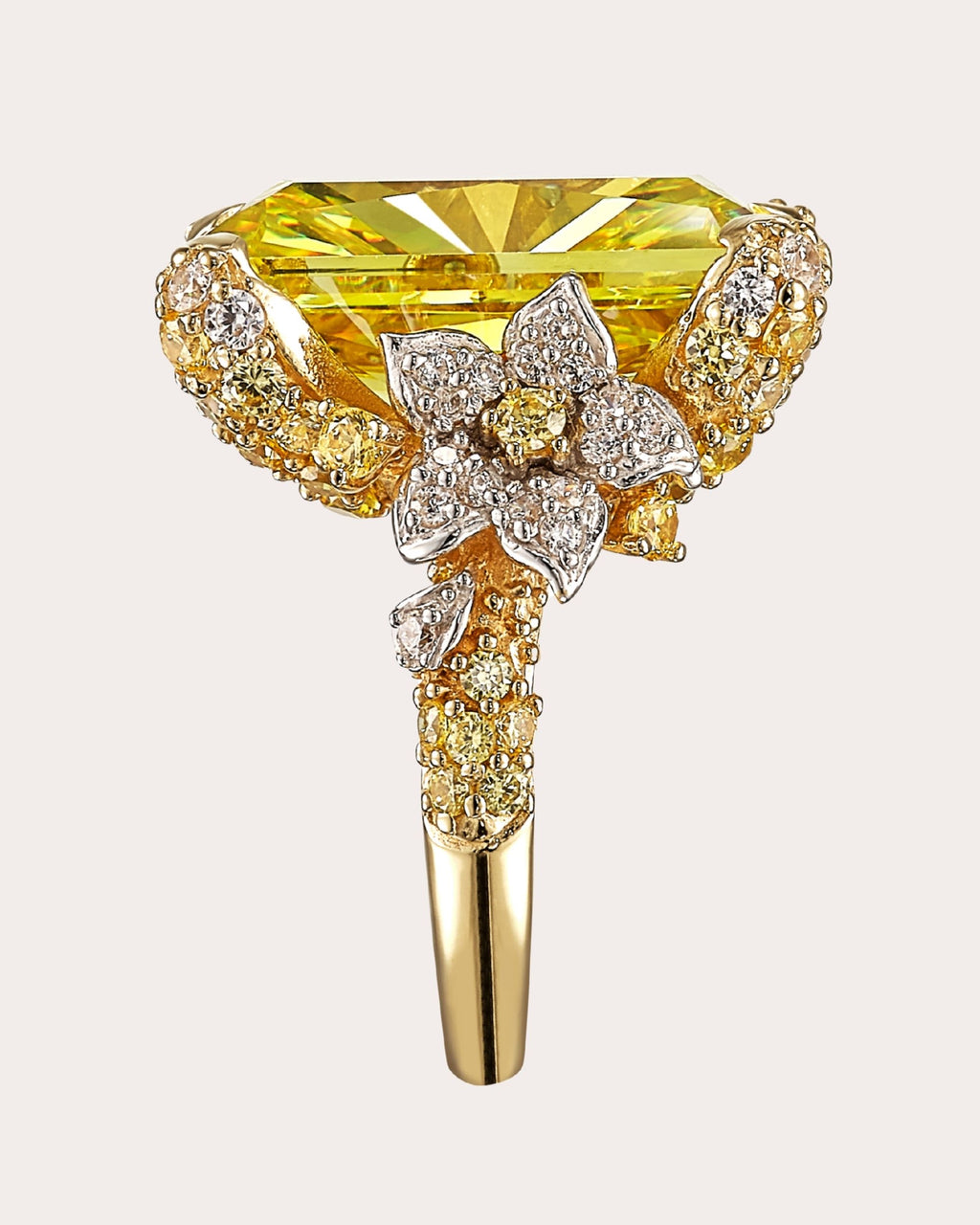 Diamond & Lemon Quartz Cinderella Ring