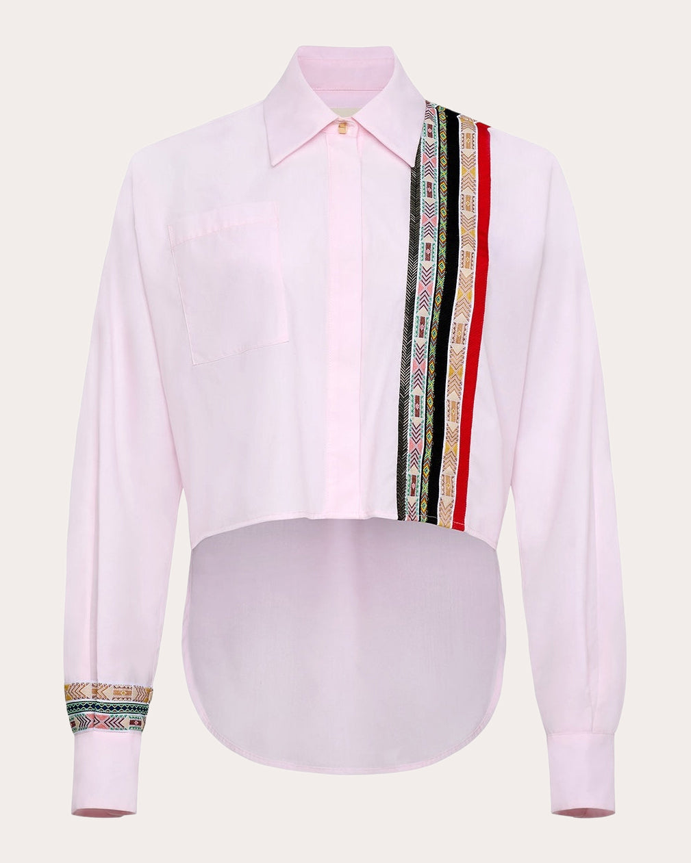 Ted Grosgrain Poplin High-Low Shirt