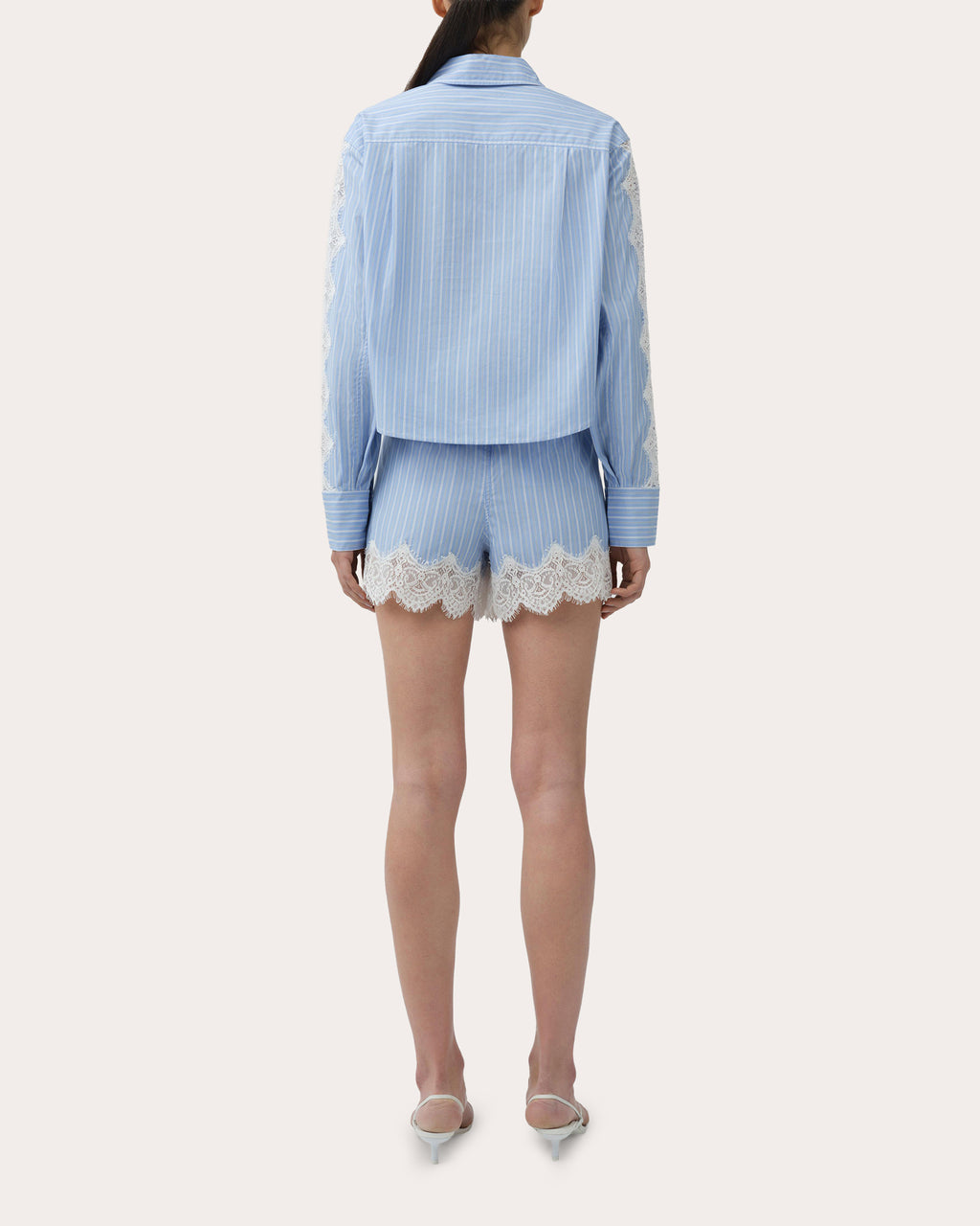 Emmie Stripe Poplin Lace Boxer Shorts