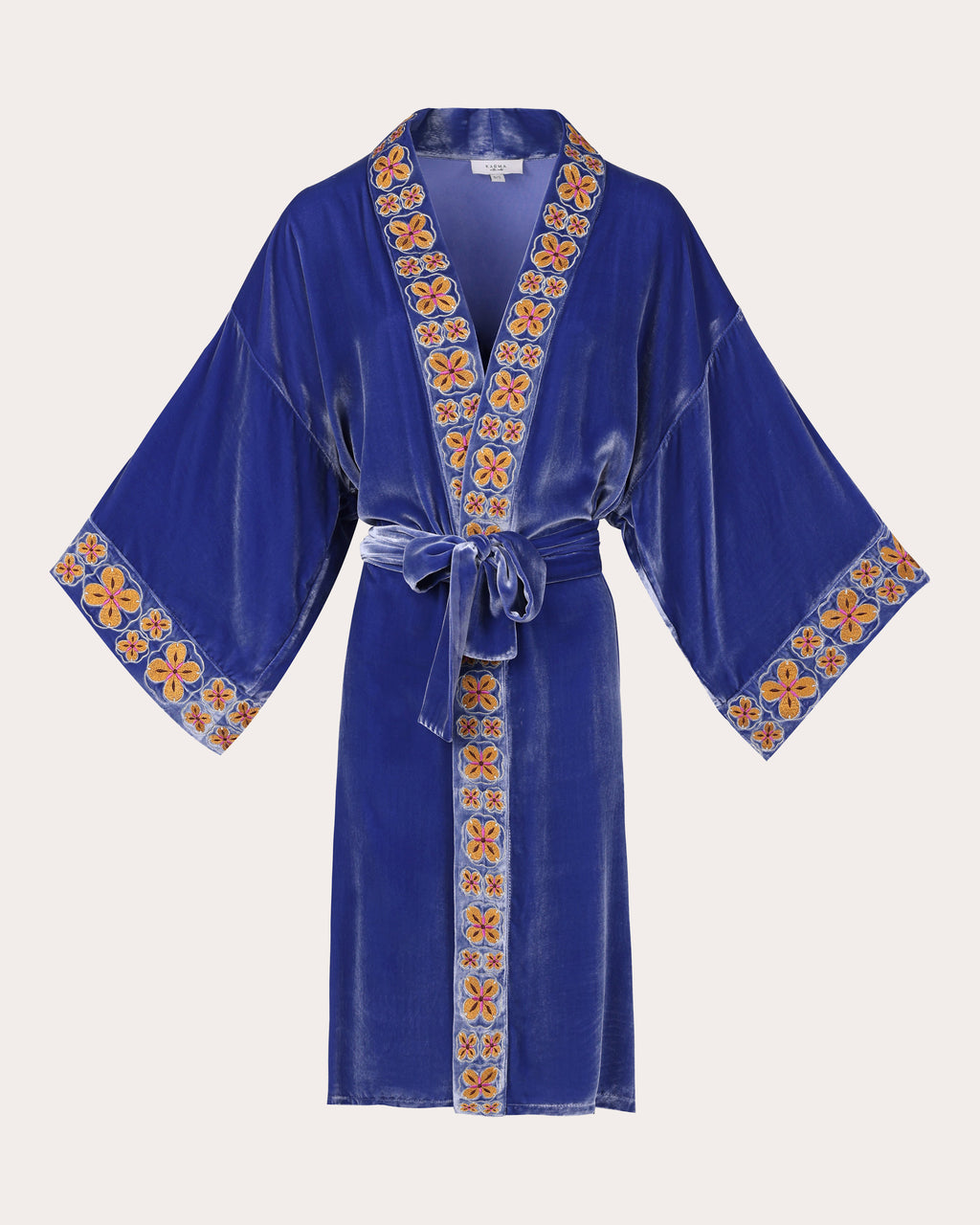 Nikko Embroidered Velvet Short Kimono