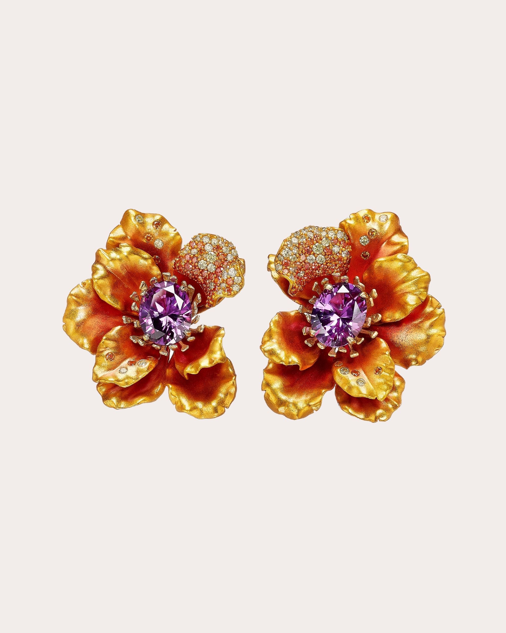 Magma Aluminum and 18K Gold Vermeil Lab-Grown Multi-Stone Poppy Earrings