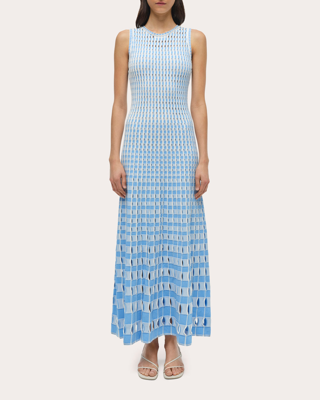 Zelma Gingham Laser-Cut Maxi Dress