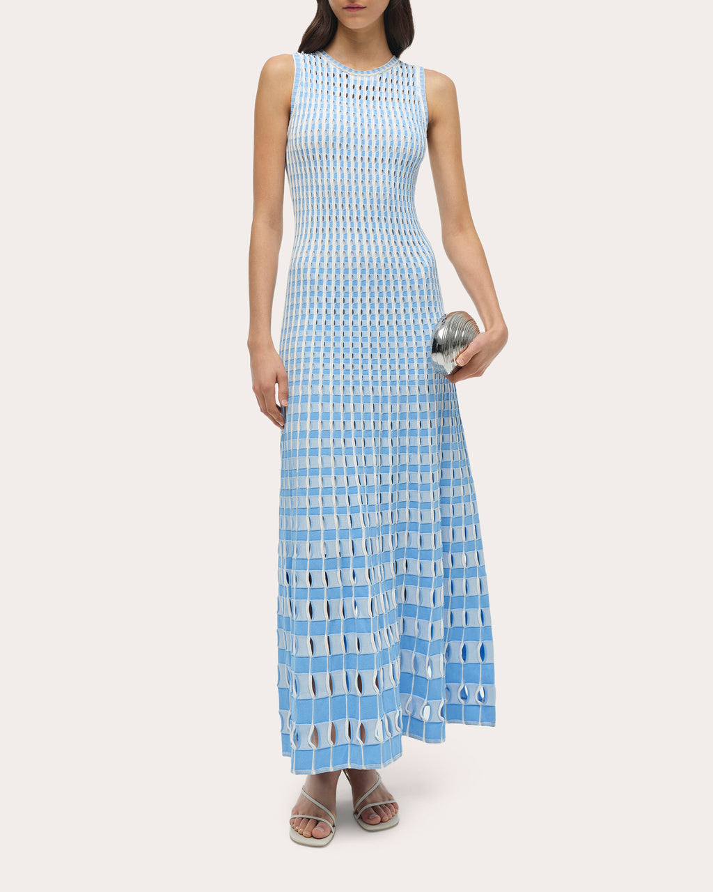 Zelma Gingham Laser-Cut Maxi Dress