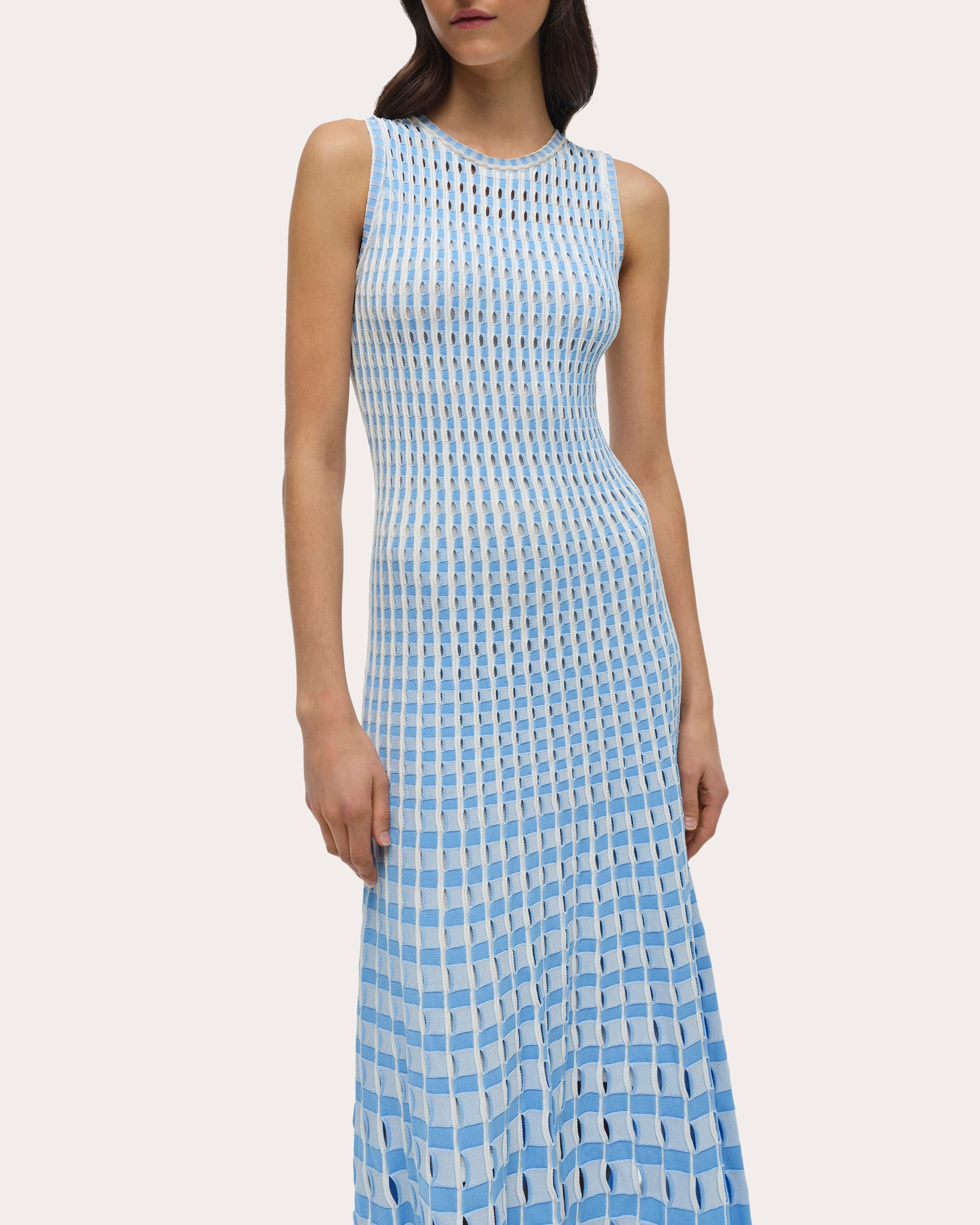 Zelma Gingham Laser-Cut Maxi Dress