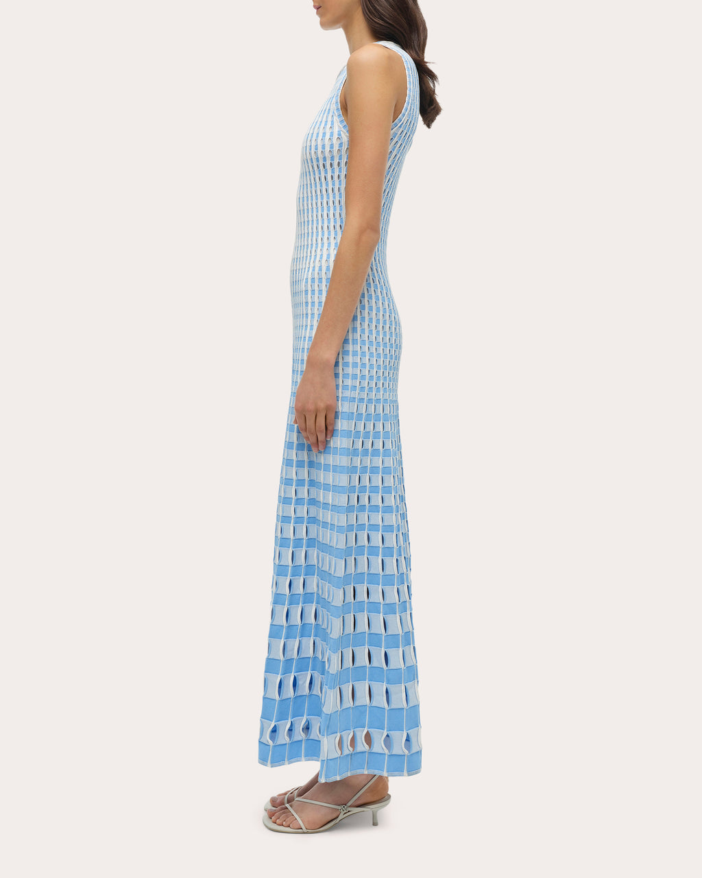 Zelma Gingham Laser-Cut Maxi Dress