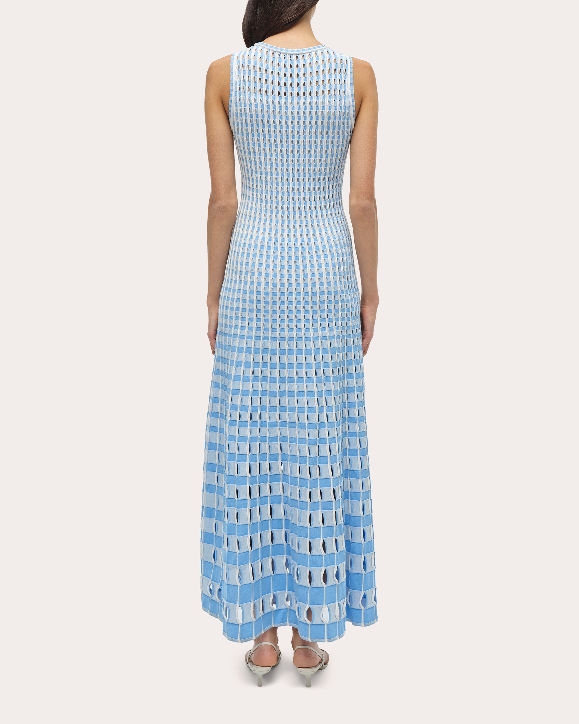 Zelma Gingham Laser-Cut Maxi Dress