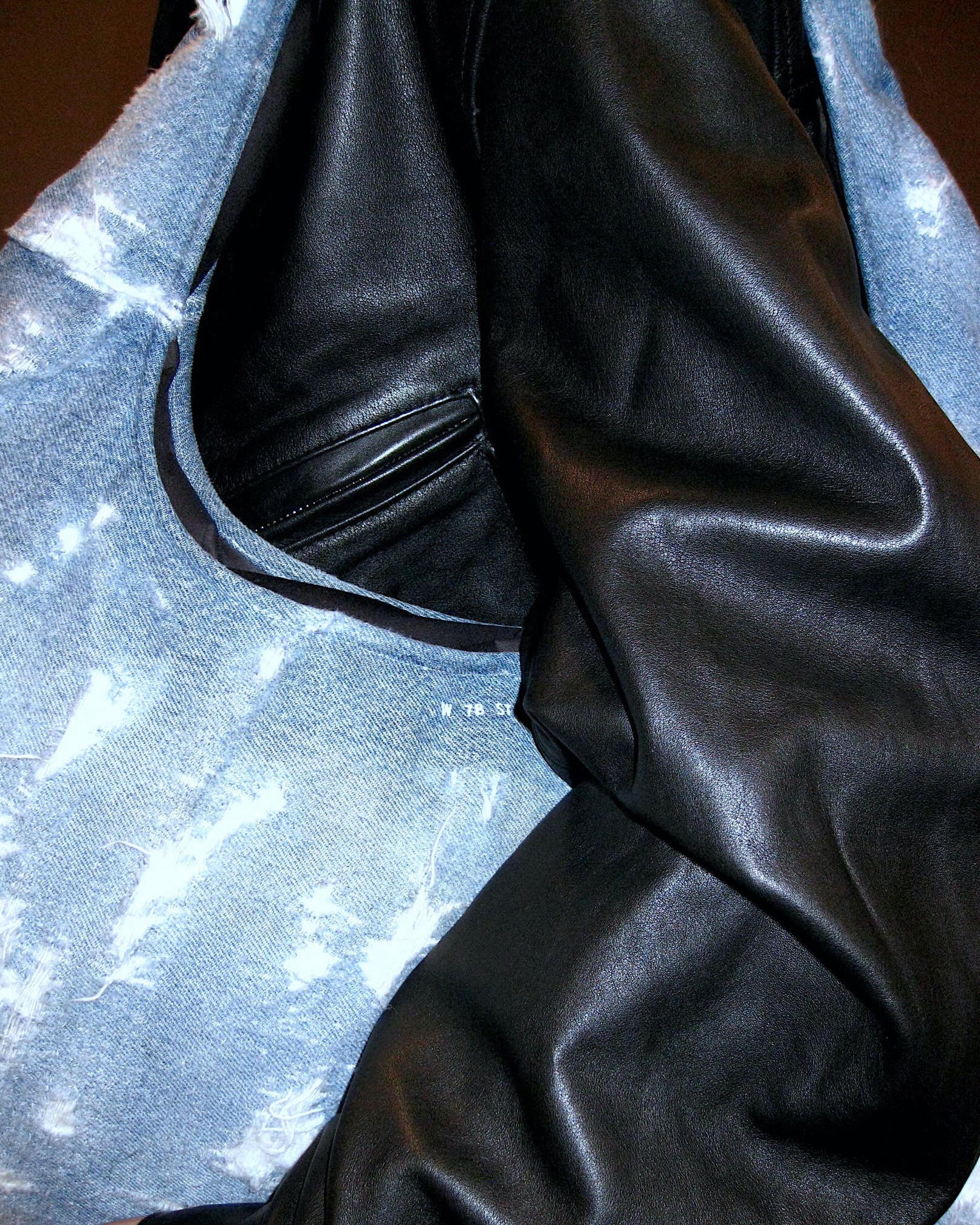 Large Cloud Distressed-Denim Shoulder Bag