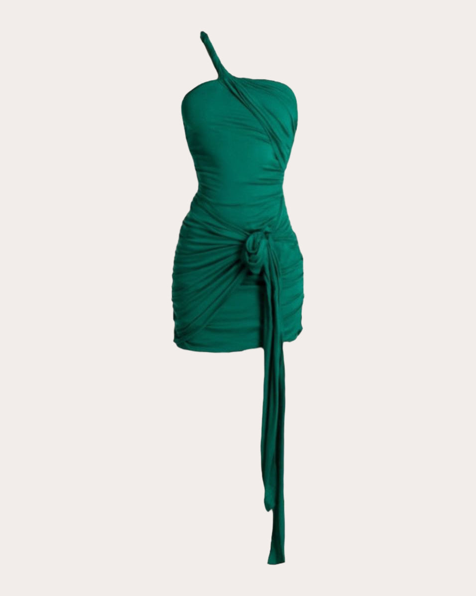 Charlott Gathered Ruched Jersey Mini Dress