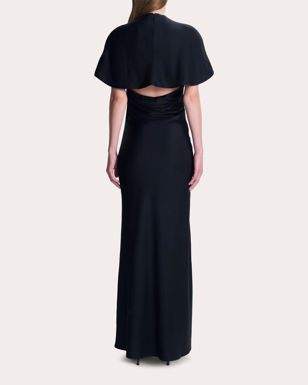 Annibelis Satin Draped Cape Gown