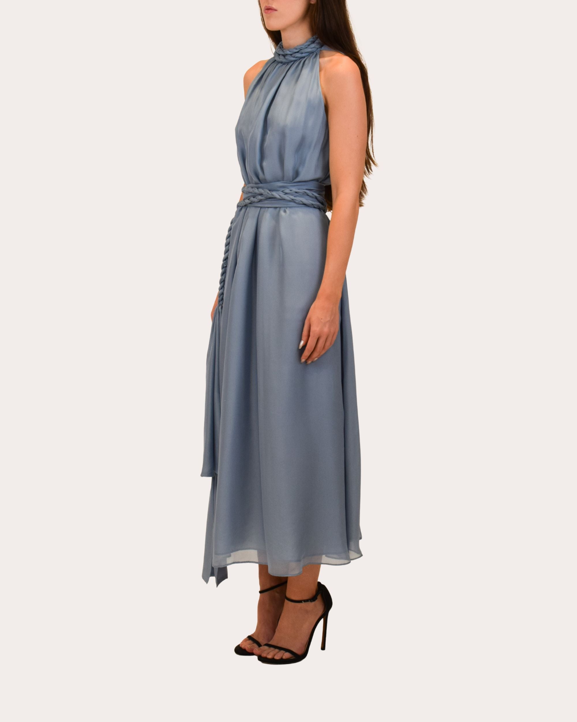 Dany Gathered Silk Chiffon Midi Dress