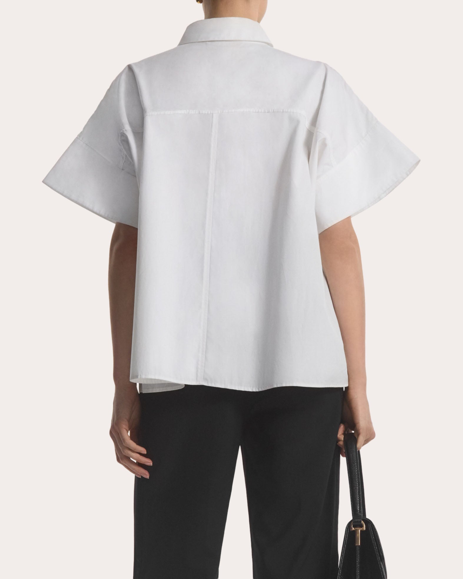 Cotton Poplin Boxy Short-Sleeve Shirt
