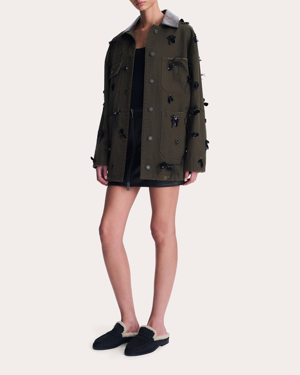 Larz Embellished Denim Chore Jacket