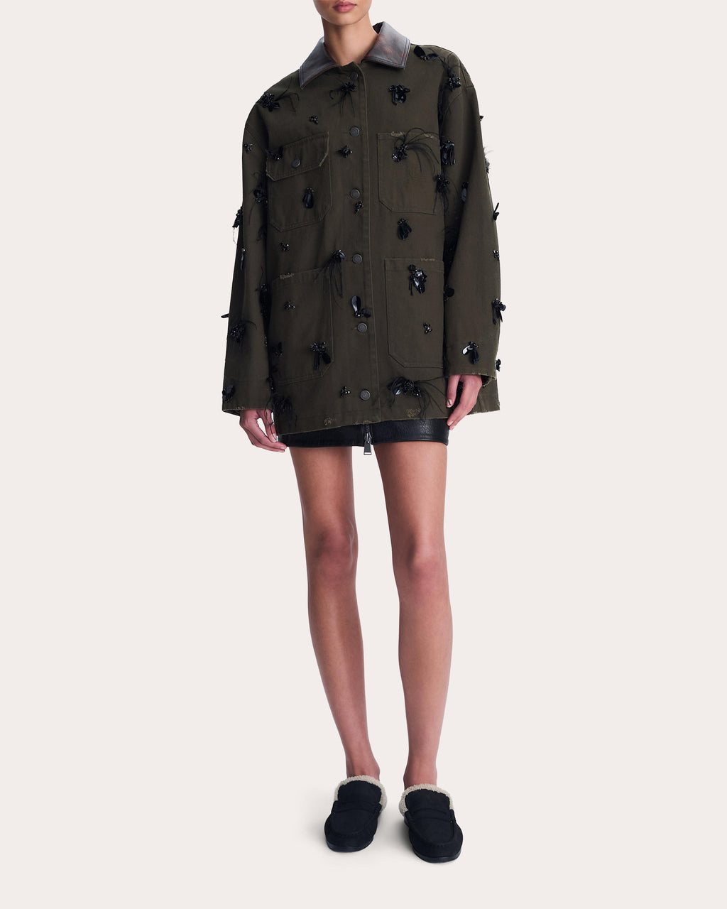 Larz Embellished Denim Chore Jacket