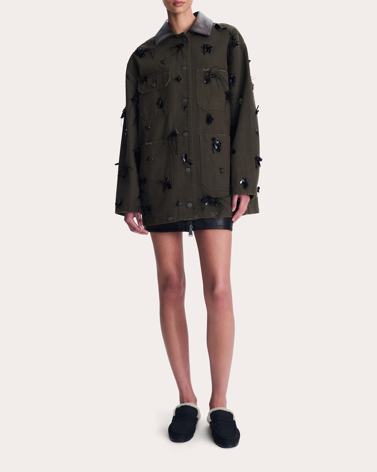Larz Embellished Denim Chore Jacket