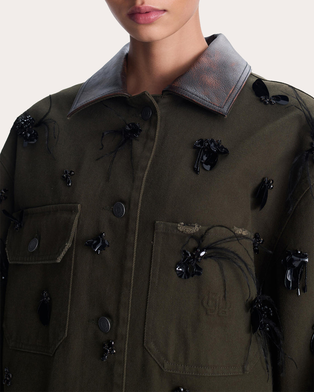Larz Embellished Denim Chore Jacket