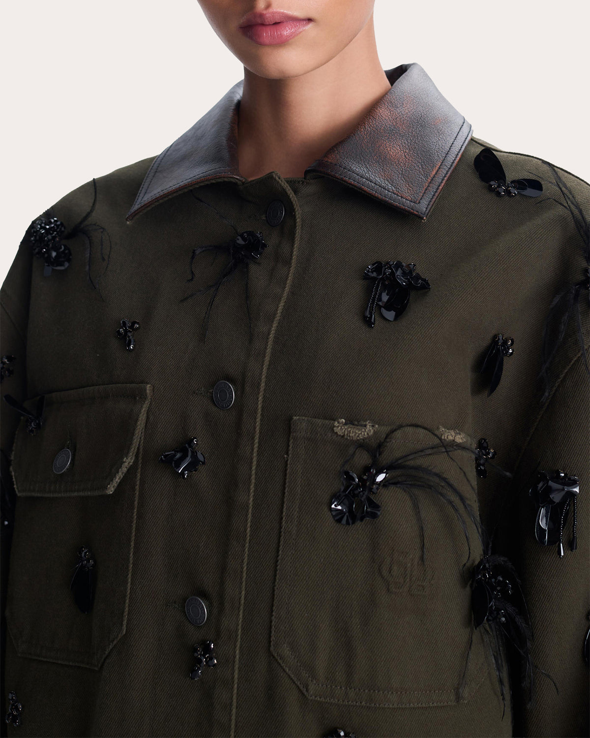 Larz Embellished Denim Chore Jacket