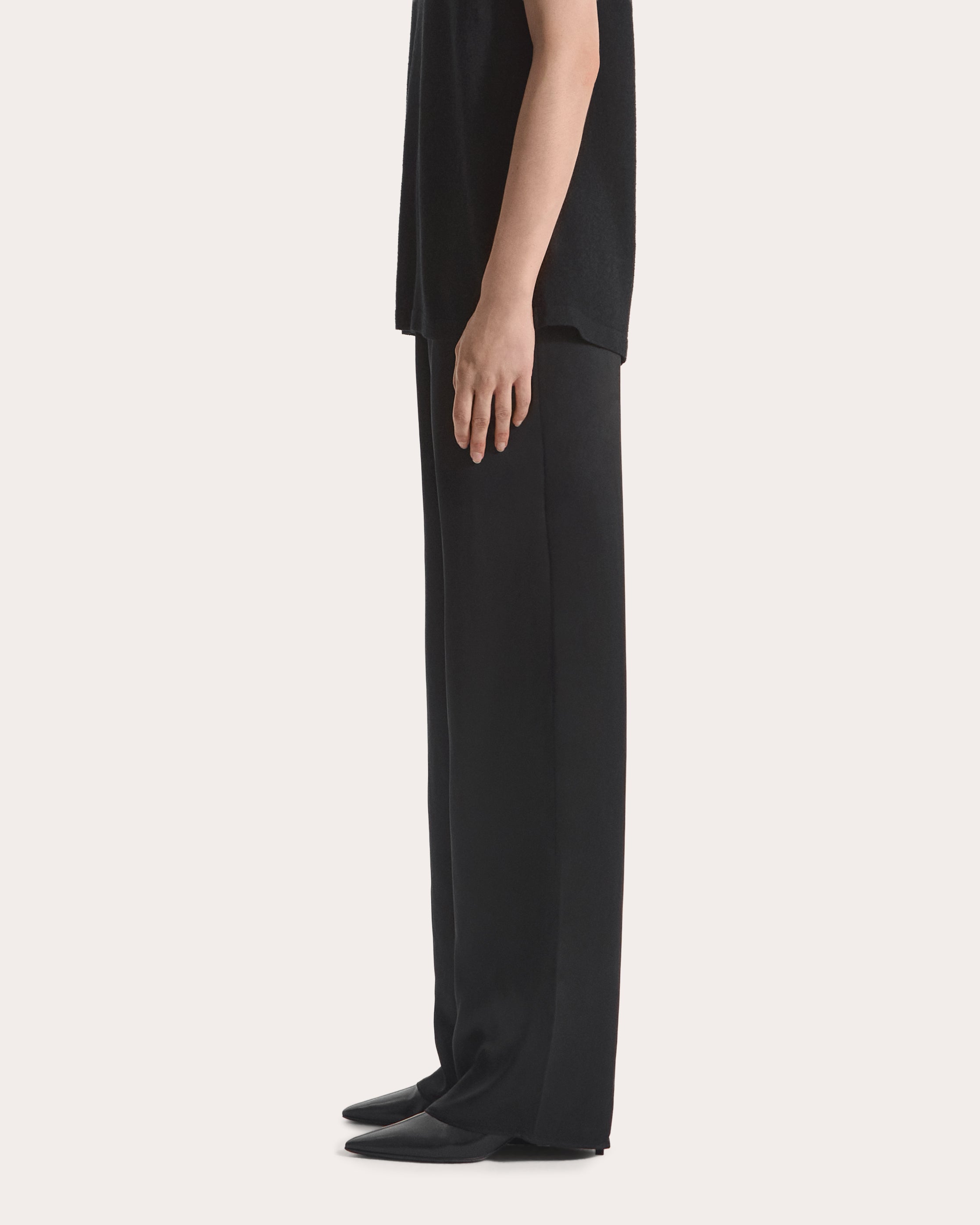 Silk Straight-Leg Pull-On Pants