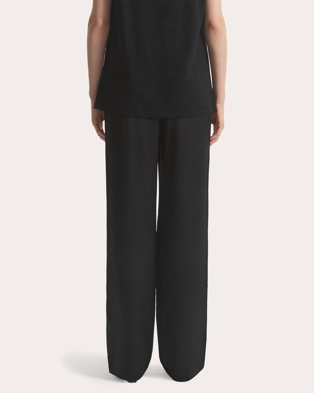 Silk Straight-Leg Pull-On Pants