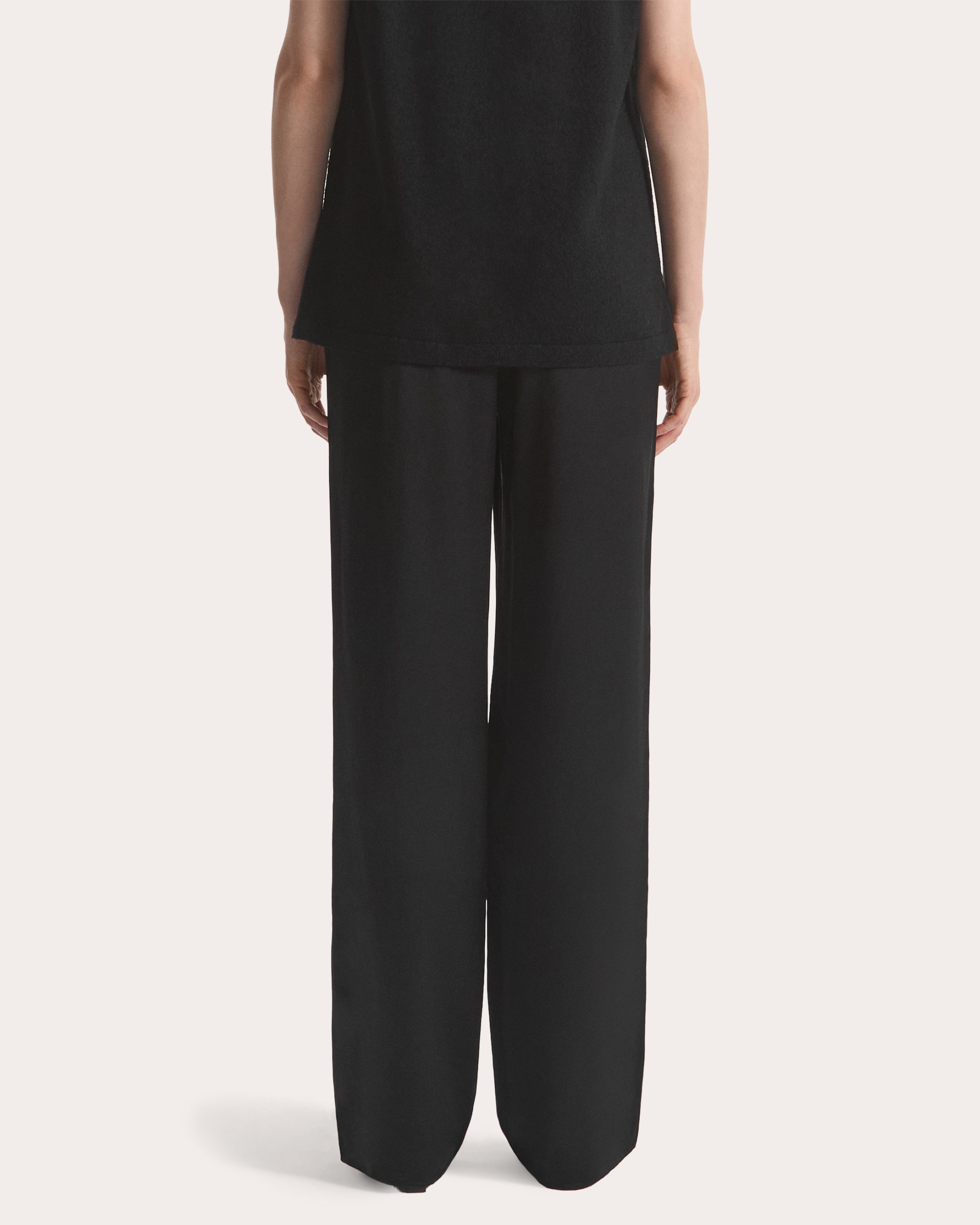 Silk Straight-Leg Pull-On Pants