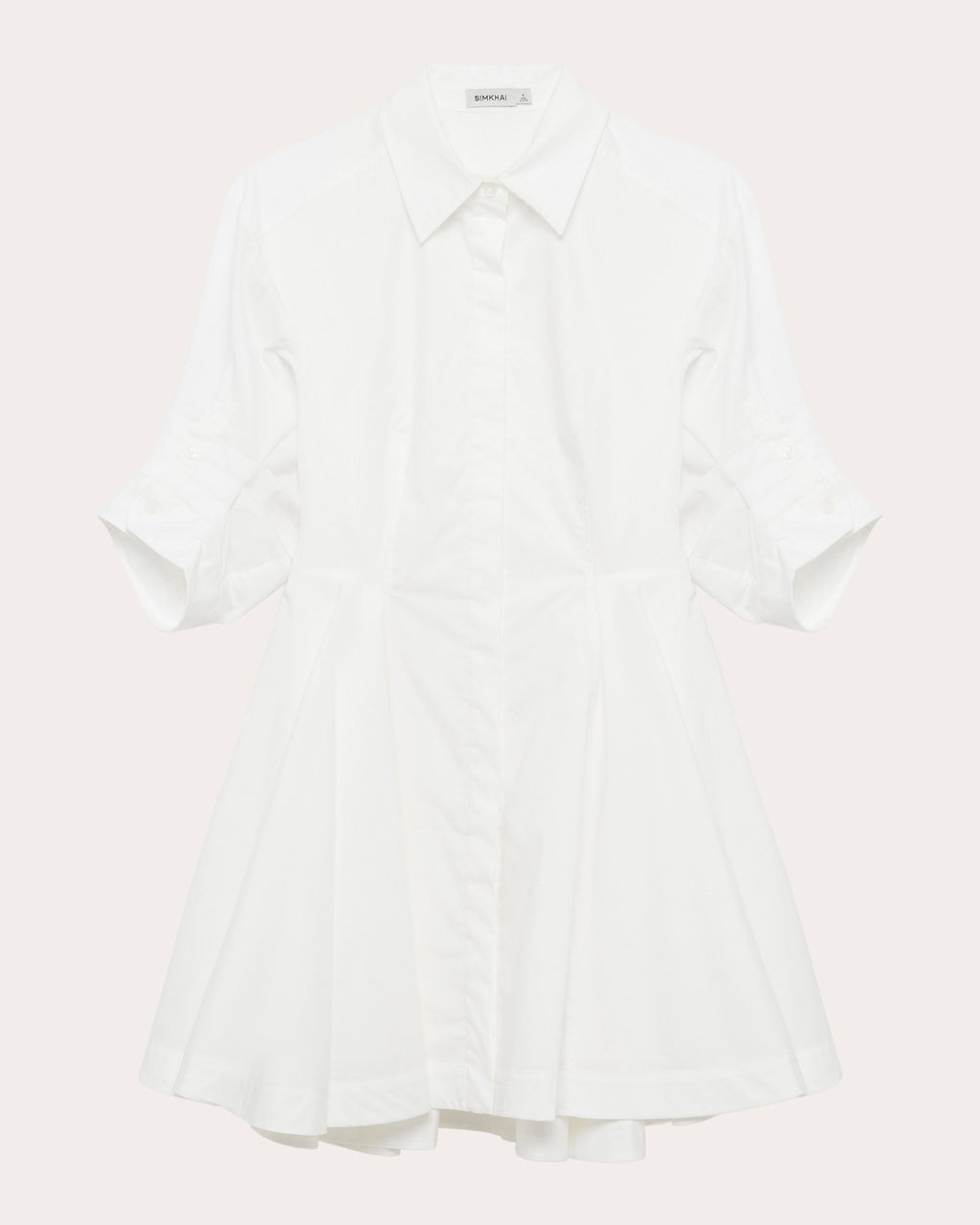 Jazzie Pleated Poplin Mini Shirt Dress