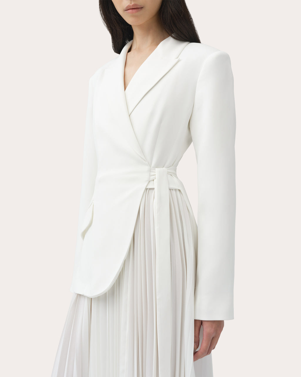 Ambretta Pleated Crepe Combo Midi Dress