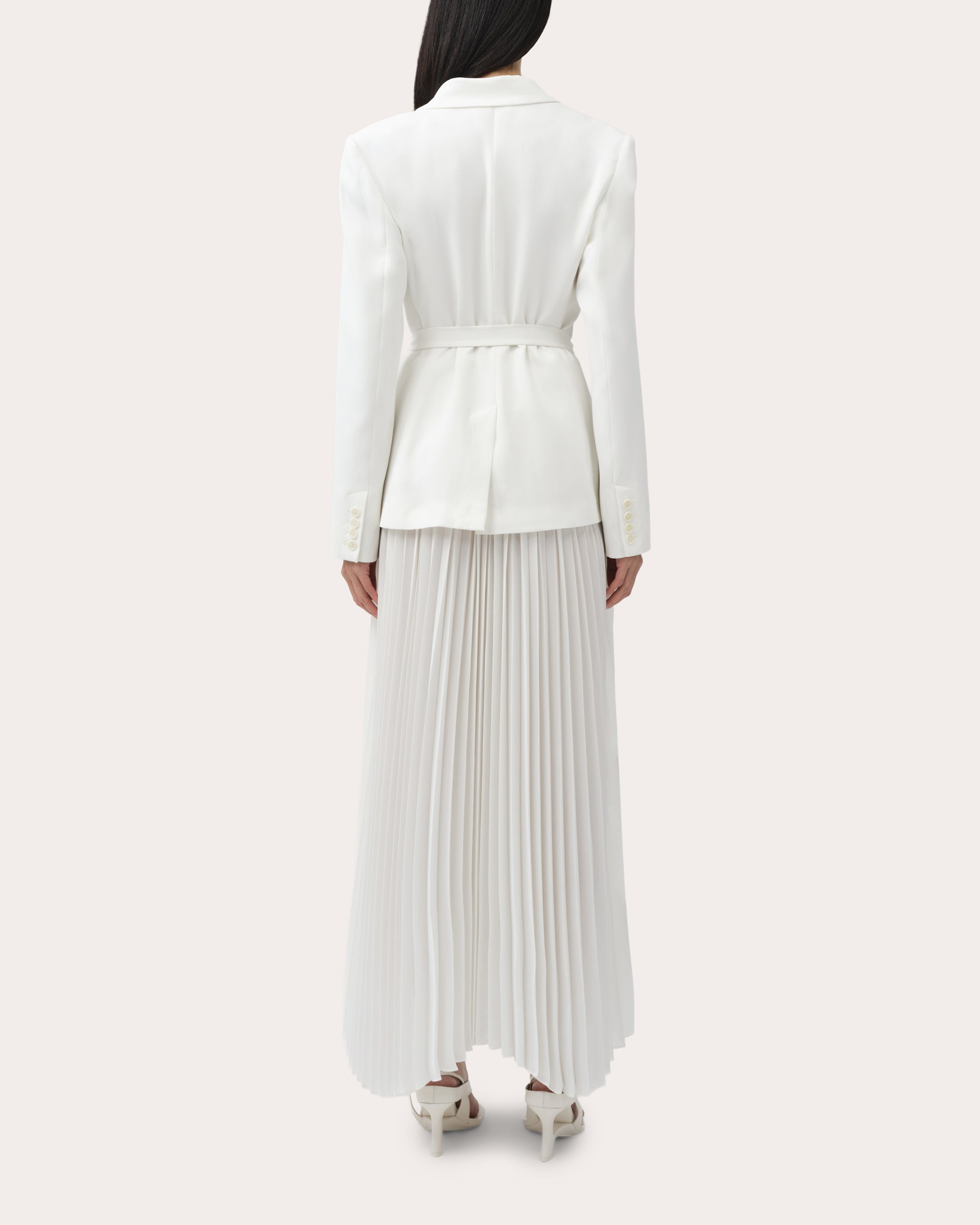Ambretta Pleated Crepe Combo Midi Dress