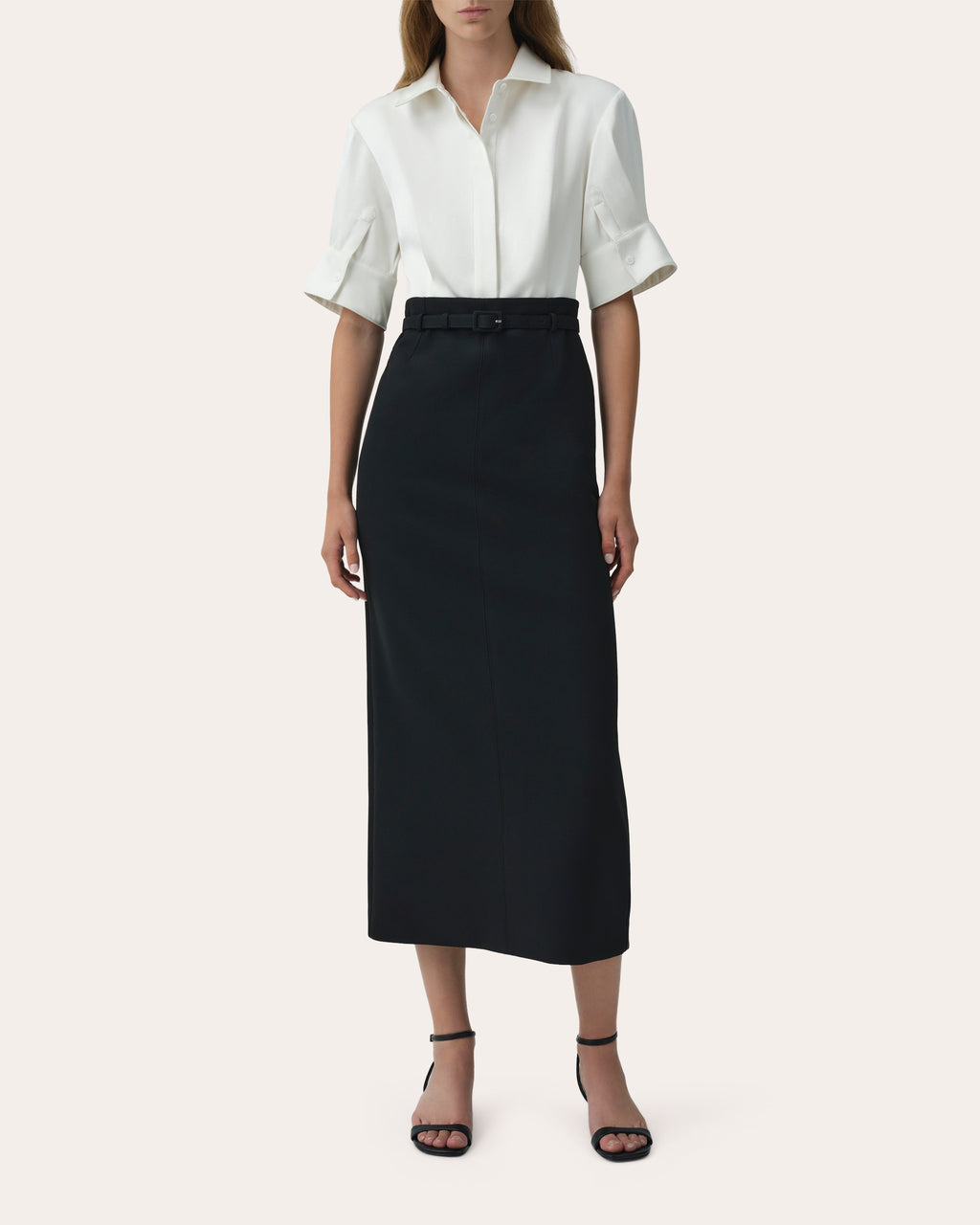 Alvera Twill Combo Midi Shirt Dress