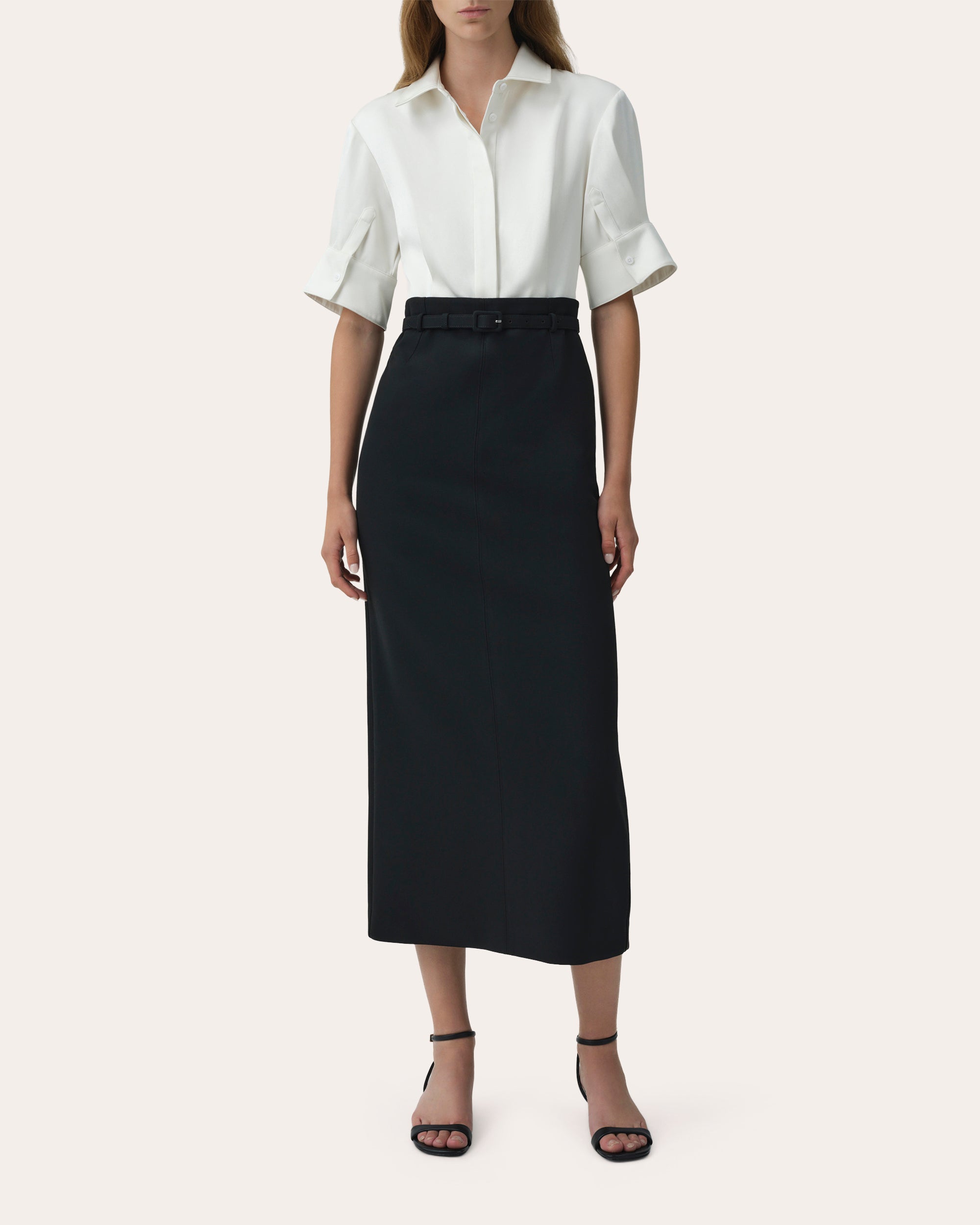 Alvera Twill Combo Midi Shirt Dress