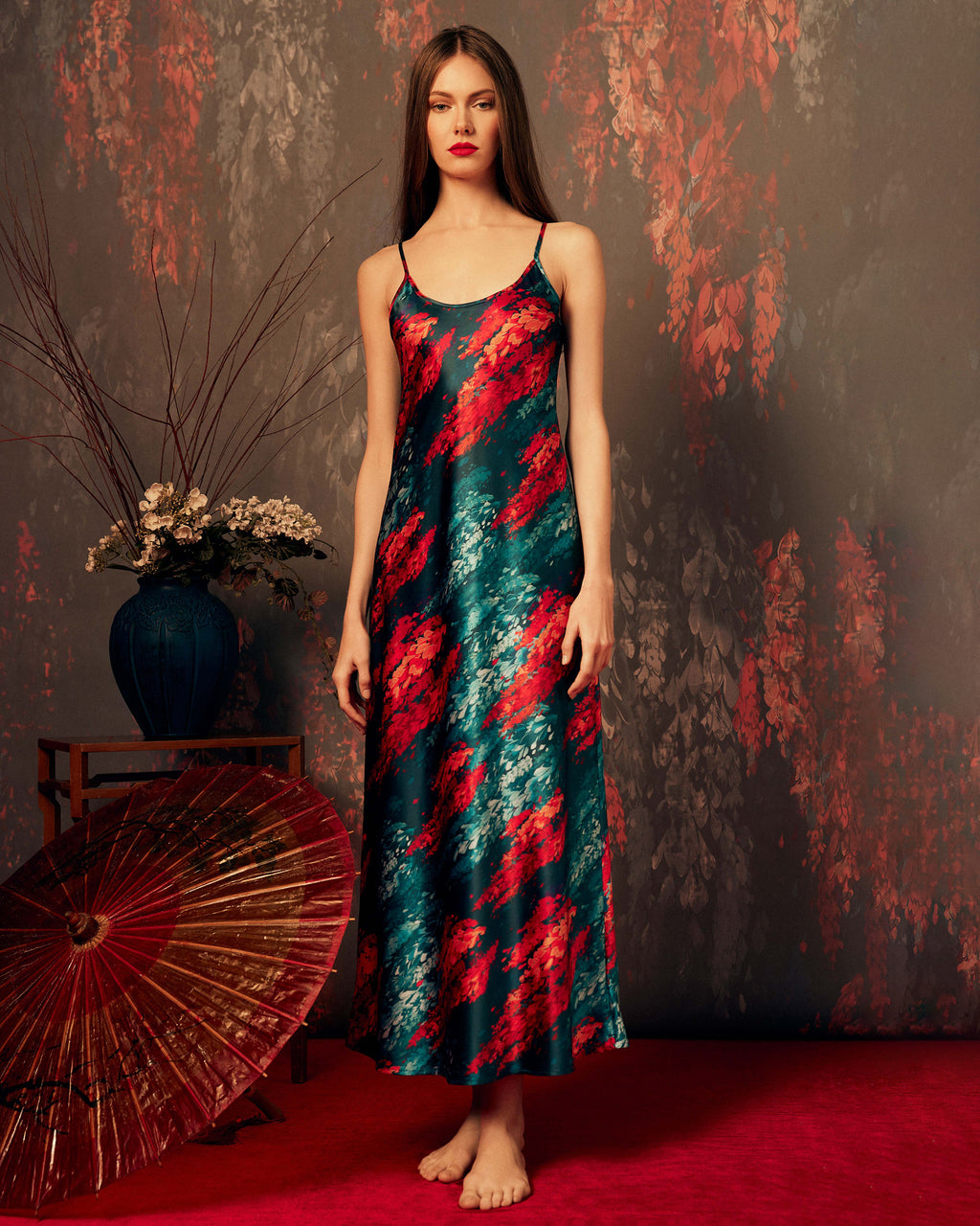 Edo Fuji Silk Maxi Slip Dress