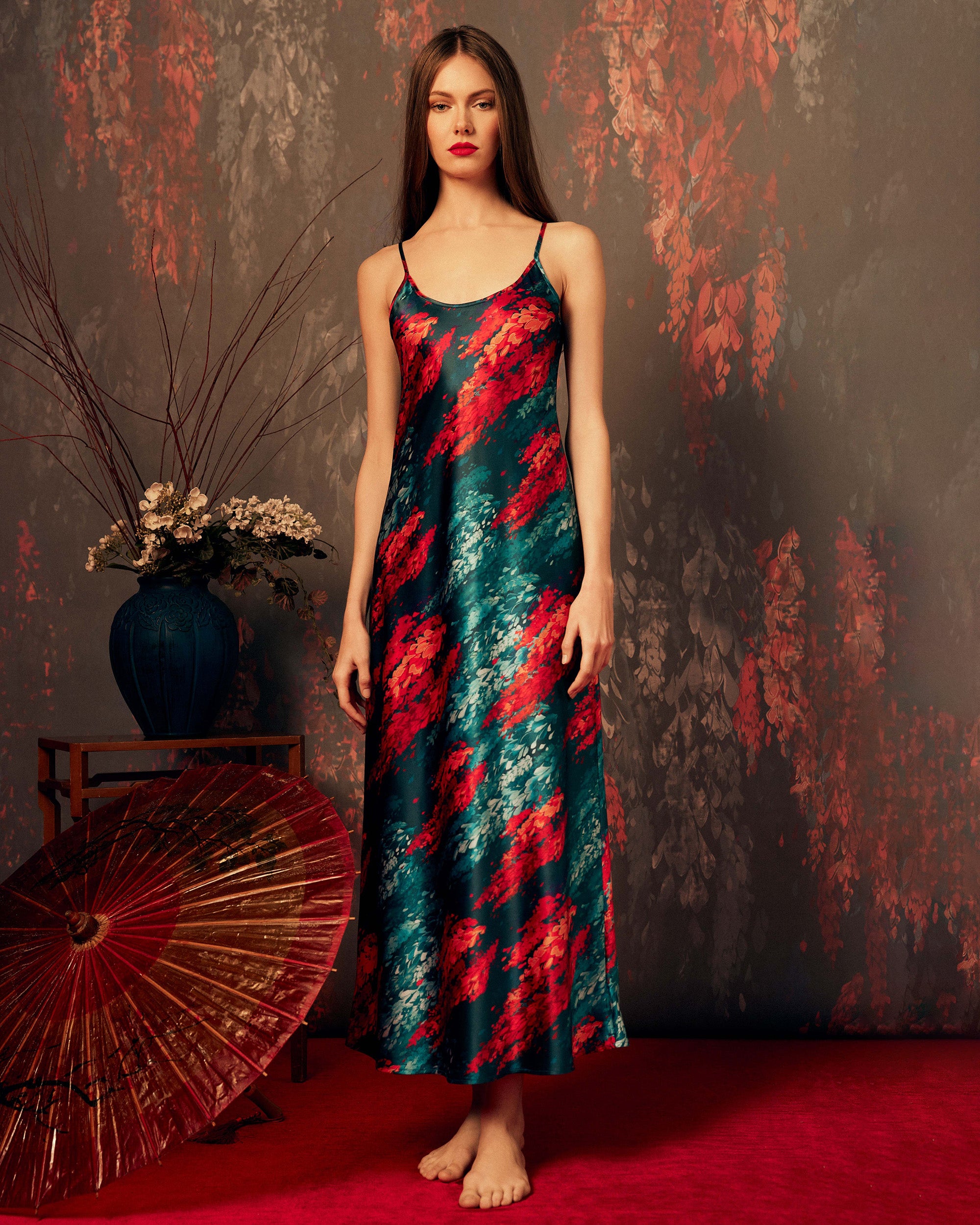 Edo Fuji Silk Maxi Slip Dress