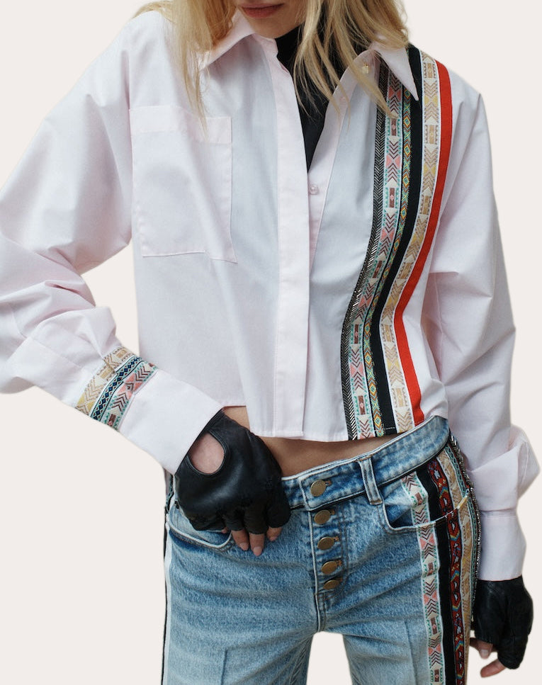Ted Grosgrain Poplin High-Low Shirt