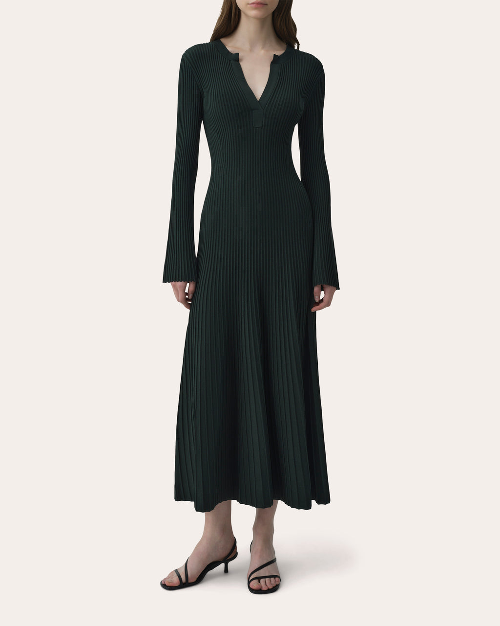 Genna Rib Knit Flared Midi Dress