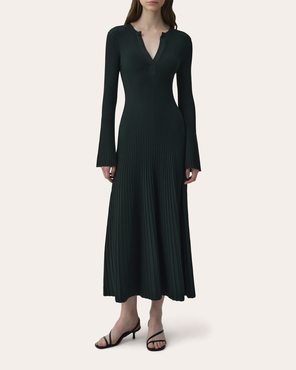 Genna Rib Knit Flared Midi Dress
