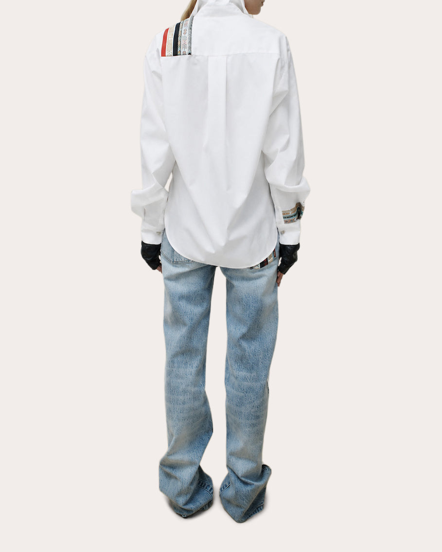 Ted Grosgrain Poplin High-Low Shirt