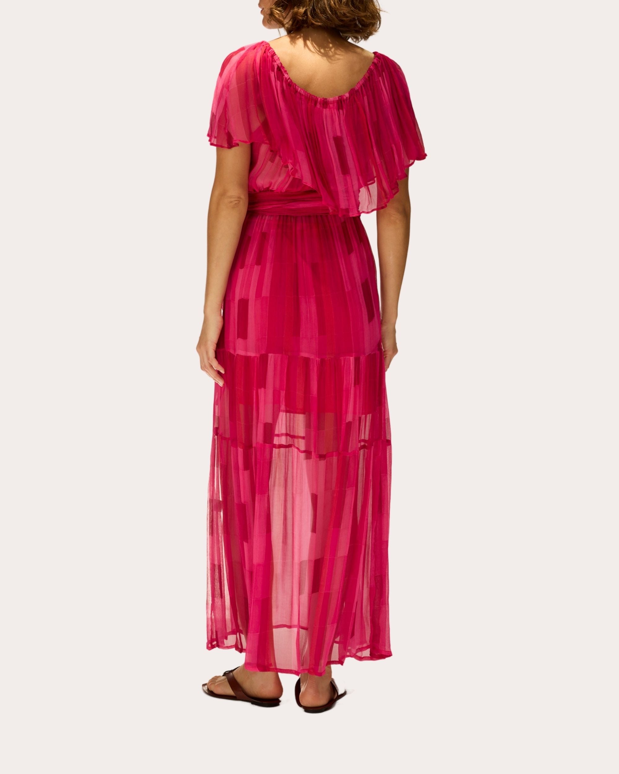 Naomi Sheer Chiffon Ruffle Tiered Maxi Dress | Olivela Naomi Sheer Chiffon Ruffle Tiered Maxi Dress | Olivela