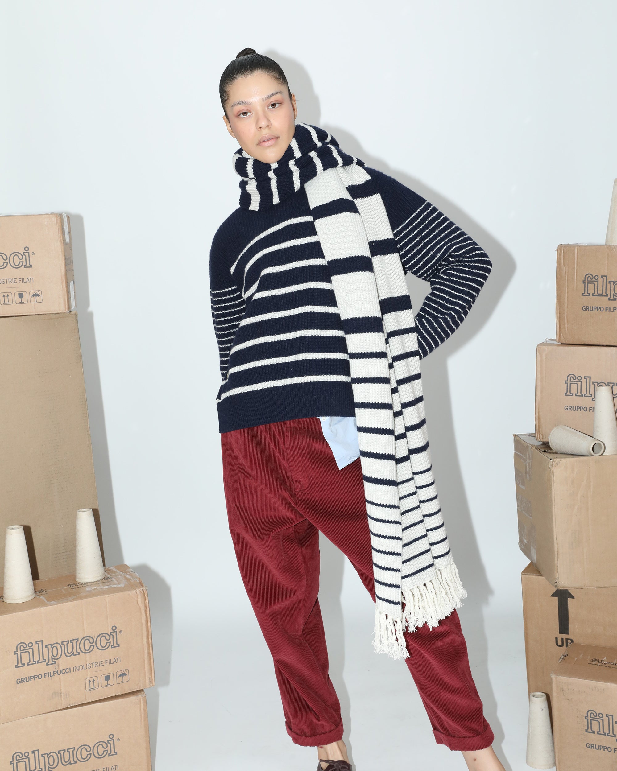 Nic Stripe Cotton Cashmere Sweater