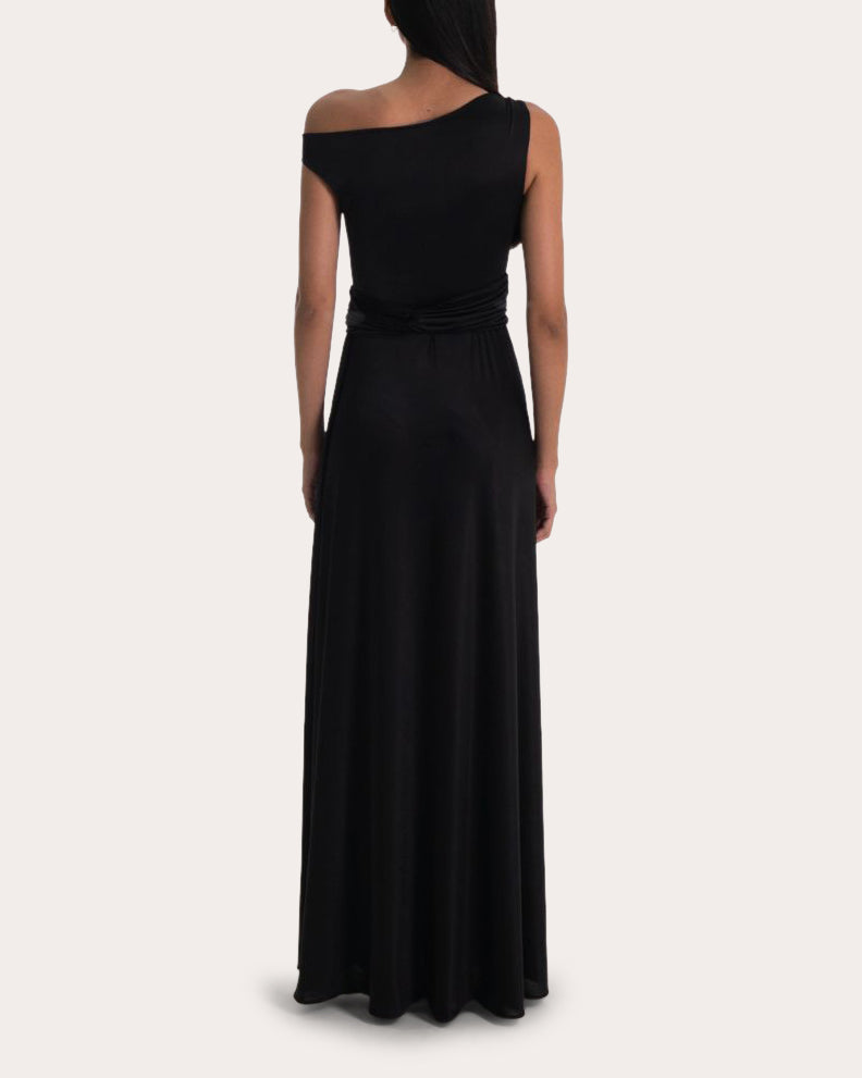 Geneve Asymmetric Ruched Jersey Gown
