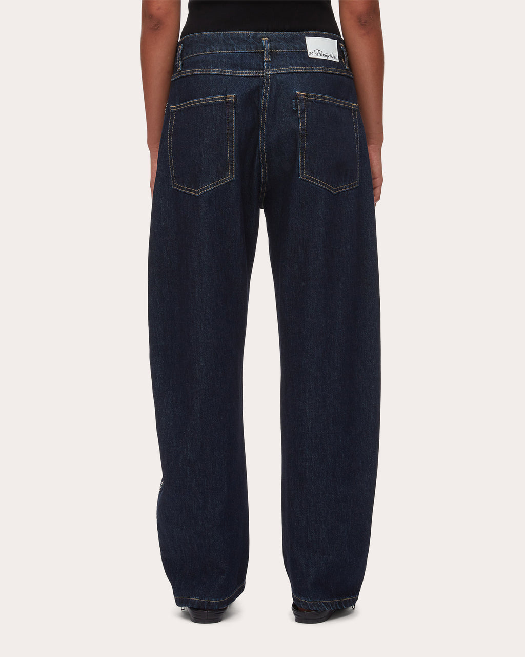 Denim Twill Zip Curved-Leg Jeans