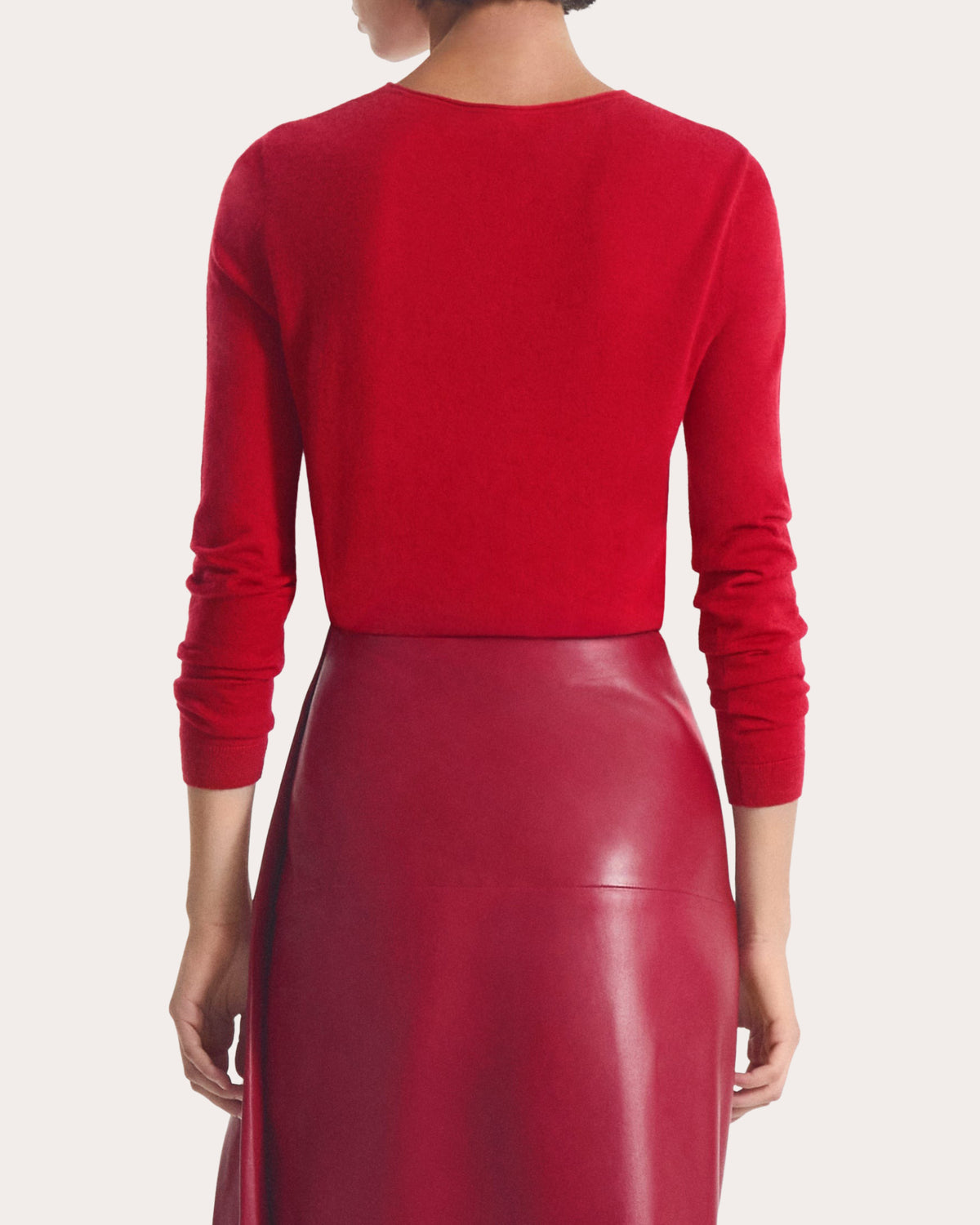 Cashmere Knit Rolled Crewneck Sweater